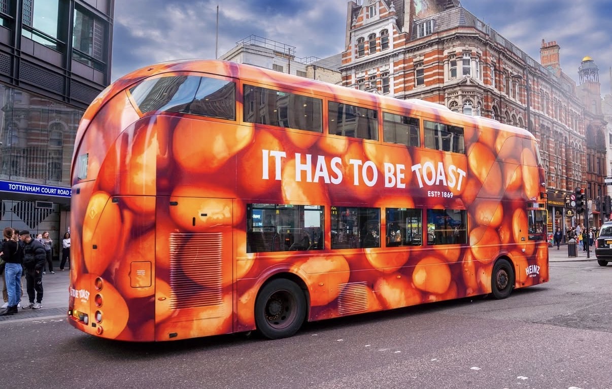 Full bus advertising on a UK bus route